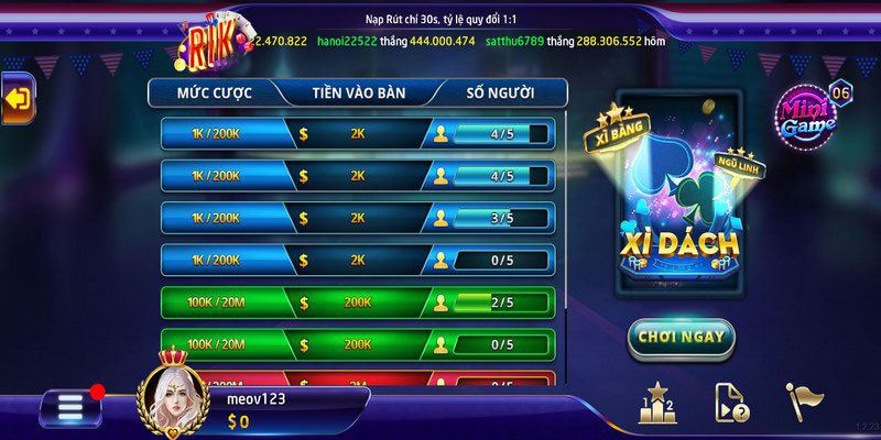 Game Xì Dách đổi thưởng hấp dẫn